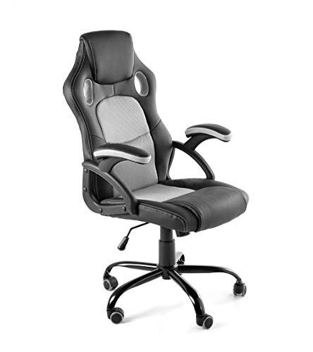 CAMBIA TUS MUEBLES - Silla Gaming X-One sillón Giratorio de Oficina despacho Escritorio, en Negro Rojo Azul y Gris (Gris) thumbnail