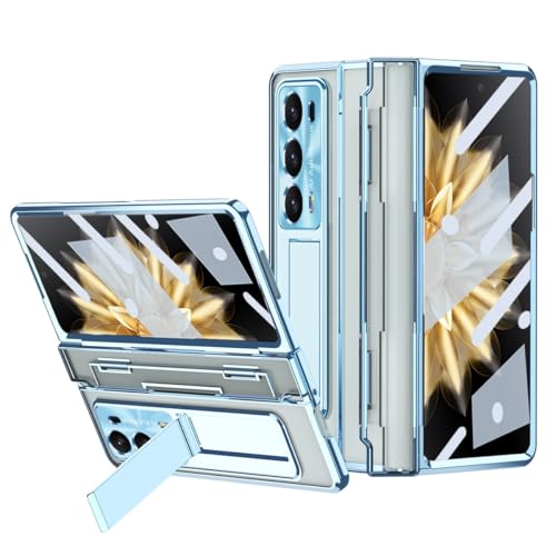 Coque Honor Magic V2 RSR antichoc transparente avec béquille bleue