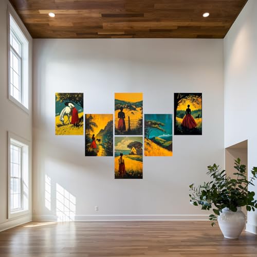 Image of SiddArtify Vintage Farmhouse Wall Art Prints Set - Equestrian Landscape Poster Decor for Living Room Bedroom - 12x18 inch Board Pack of 6