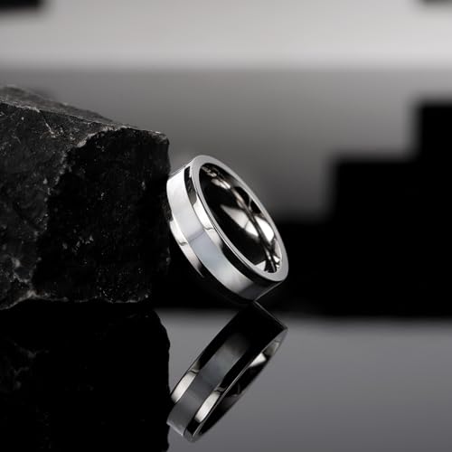 Titanium Wedding Bands with Mother of Pearl Inlay 6mm for Everyday Wear Comfort Fit Engagement Ring for Men Women3