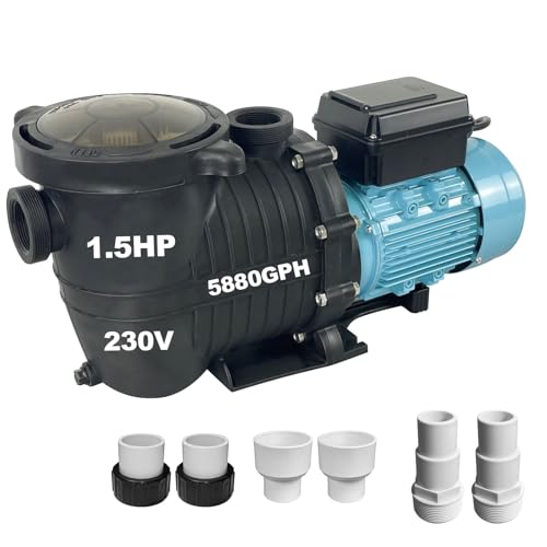 1.5 HP Variable Speed Pool Pump VS Multiple Speed Programmable Pump 230Vac 5880GPH Intelligent In/Above ground pool pump Compatible with 1.5'/2.0' Pipes & 1.25/1.5' Hoses