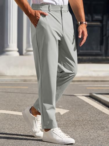 Image of Runcati Mens Stretch Golf Pants Casual Dress Pants Work Trousers | Slim Fit, Quick Dry, Lightweight, Comfy, Slacks, Pockets, Elastic Waist, Tapered, Cropped, 30 inch, 29 inch, Chino
