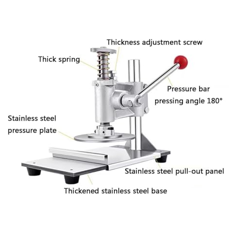 Pressa manuale per pizza – Spessore regolabile in acciaio inox tortilla e tortilla per uso domestico e commerciale (14 cm)
