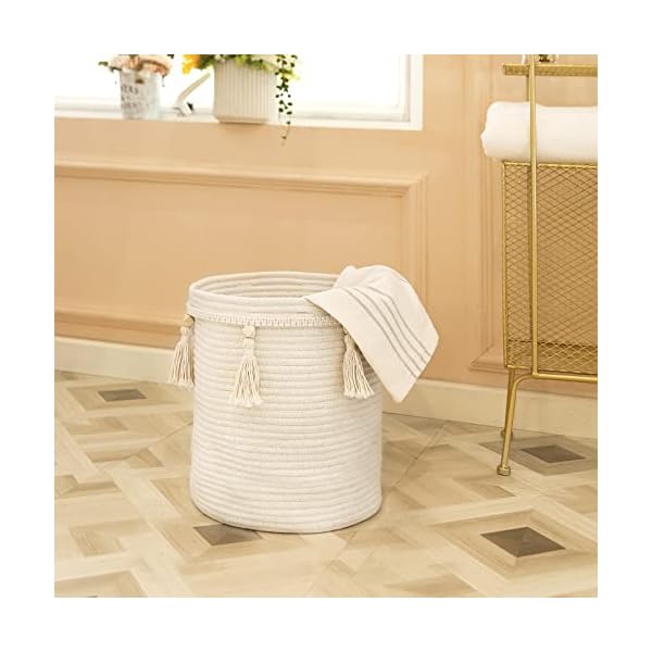   Mkono-Macrame-Decorative-Cotton-Rope-Basket-Boho-Cute-Woven-Tassel-Tall-Basket-Closet-Storage-Bins-Organizer-for-NurseryBaby-Toys-Potted-Plants-CoverLiving-RoomBedroom-Home-Decor-157x-196