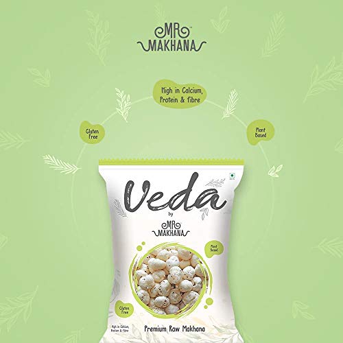 Image of Mr. Makhana Veda Premium Plain & Raw Phool Makhana & Foxnuts : Plant Based, Gluten Free, High in Calcium, Protein & Fiber (100 Gms) (Pack of 3)