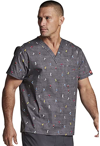 Image of Dickies EDS Signature Scrubs for Women and Scrubs for Men, Unisex One Pocket V-Neck Top in Soft Brushed Poplin 83706