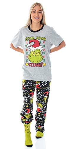 Dr. Seuss GRINCH Stink, Stank, Stunk! 3 Piece Gift Pajama Set - Fleece Pajama Pants, Shirt, And Cozy Socks2