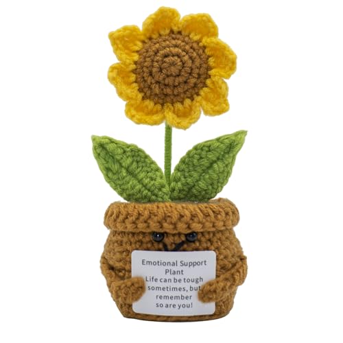 Image of Crochet Flowers, Crochet Flowers Artificial Sunflower, Gratitude Crochet Flower Decor Gift for Friends Mother's Day Teacher's Day Anniversary Thank You Present