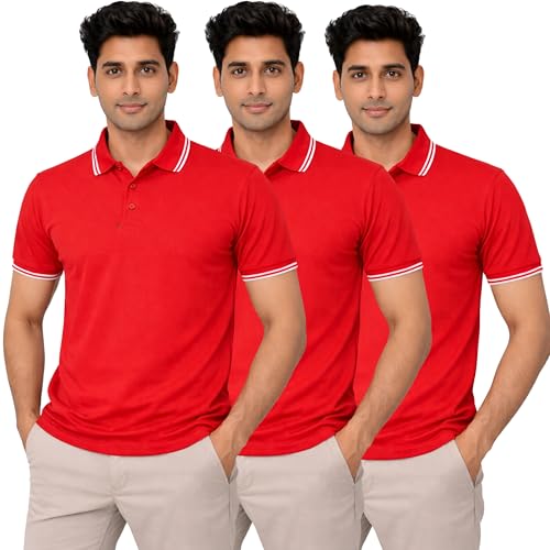 Image of Hangout Hub Men's Polo T Shirt | Solid | Plain Regular Fit Tees|Collar T-Shirts|Half Sleeves|Set of 1 & 2|HH.MP.MAR