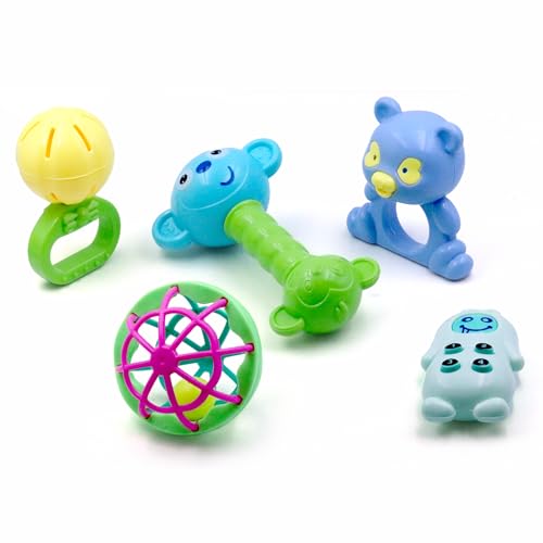 Image of Chanak Baby Kinder Rattle Set for 0-6 Months Old Baby, Non-Toxic, 100% BPA Free, Infant Grab, Spin & Shake Rattles, Colorful Rattles with 5 Pcs, Early Educational Sensory Toy, BIS Approved
