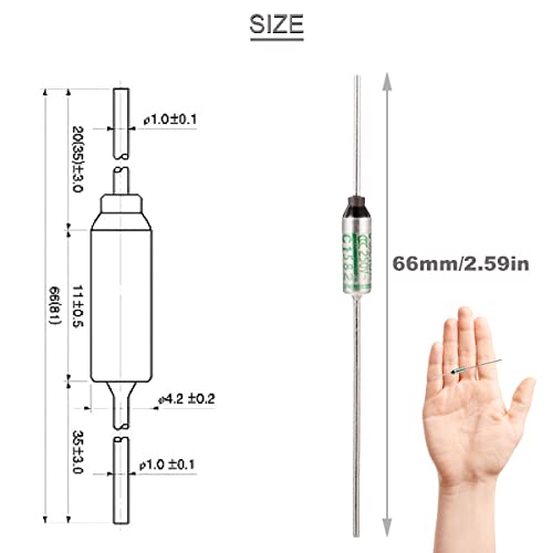 Image of 10 pcs SF240E SEFUSE 240 Degree Celsius Metal Thermal Cutoffs Thermal Fuse 10A 250V with GT-1 Crimp Terminal Silicone Fiberglass sleeving for Household Electrical appliances