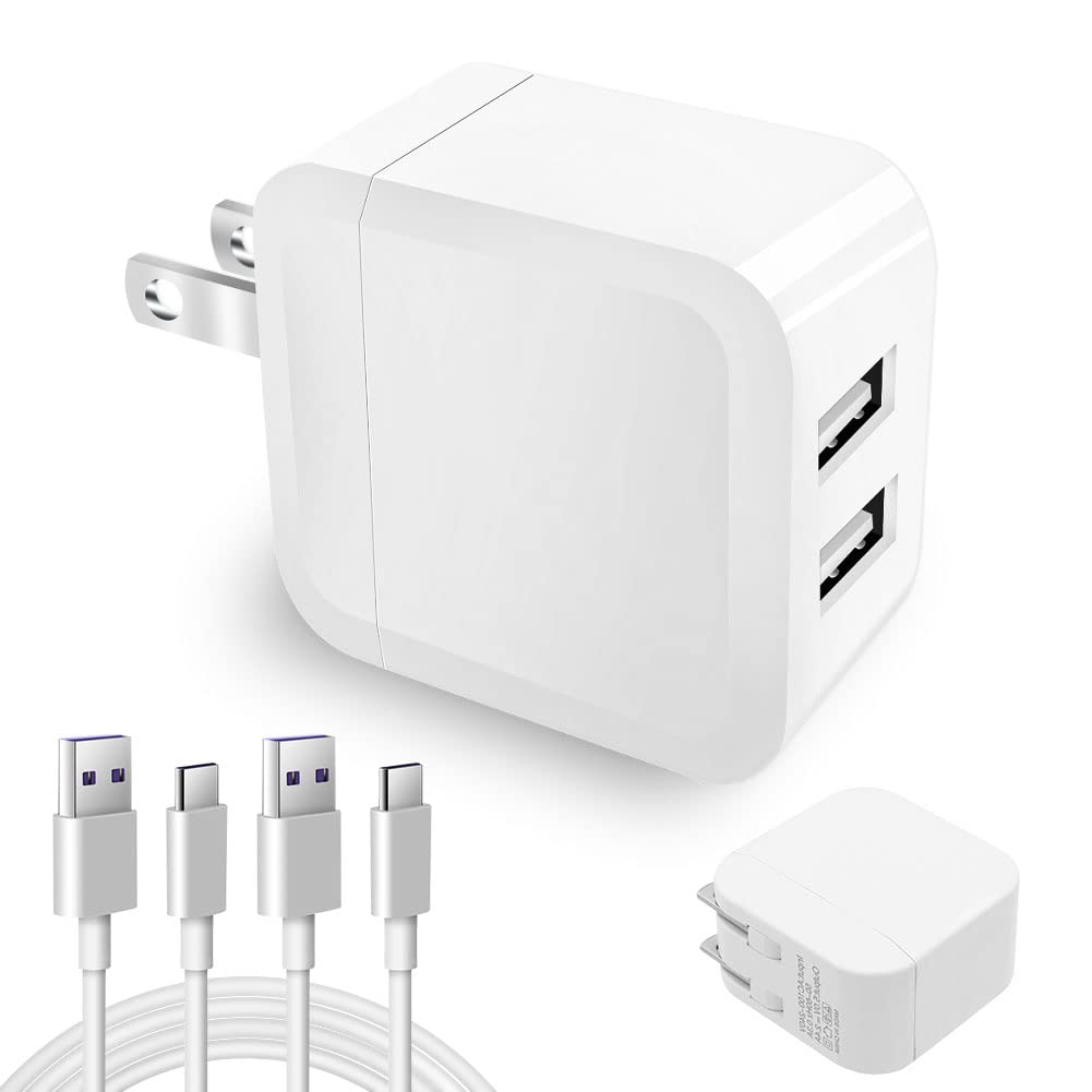 Besince 【PSE認証済】USB充電器 2ポート 高出力 折り畳み USB コンセント タップ ケーブル2本付 同時充電 充電アダプタ 急速 高速充電 USB ACアダプタ 充電器 急速充電 電源タップ 2.4A iPhone/Xperia等に対応 ホワイト (White)