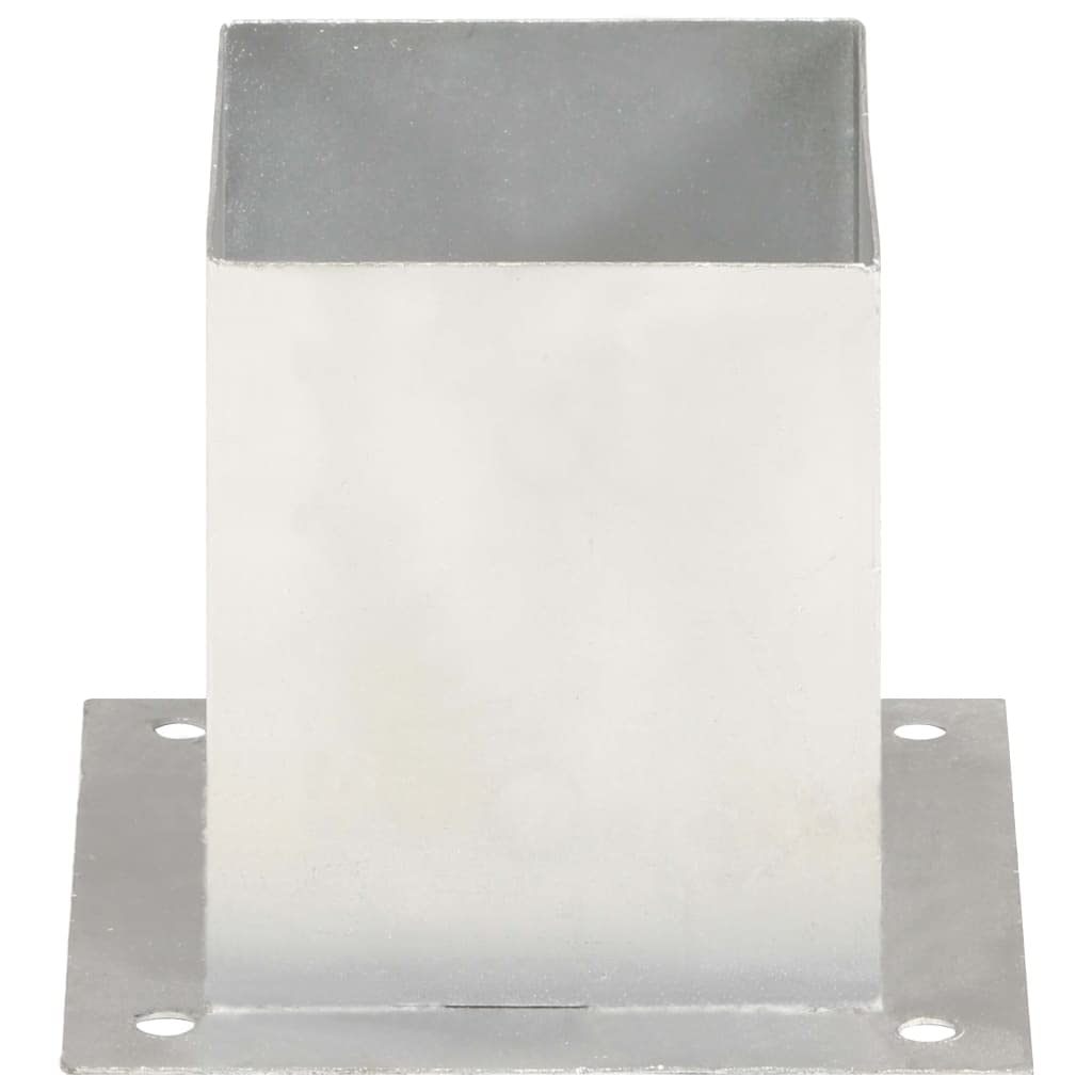 Anclajes de poste de metal galvanizado, 4 unidades, 121 mm, para tubos cuadrados, resistentes al óxido, ideales para fijación al suelo de vallas en hormigón y madera