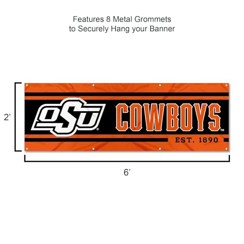 Pancarta Oklahoma State Cowboys 2x6 pies decoración deportiva pared 3