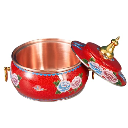 Olla antigua de cobre cloisonné para un comensal miniatura 1