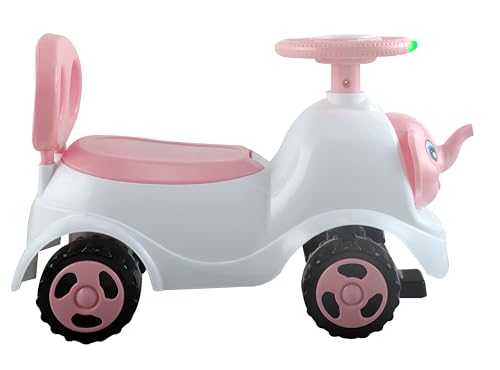 Image of JoyRide Ride on & Car for Kids with Music & Horn Steering, Push Car for Baby with Backrest,Under Seat Storage & Big Wheels, Ride on for Kids 1 to 3 Years Upto 25 Kgs (Elephant, Pink)