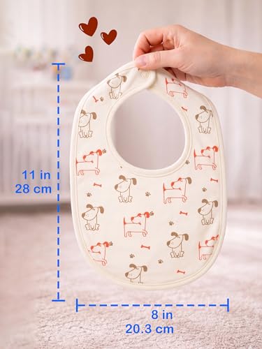 Image of Kidbea Organic Cotton Baby Bib, Adjustable Snap Closure Soft Absorbent Feeding Bibs Apron for Newborns & Infants Child With Cute Prints | Reusable Baby Essential