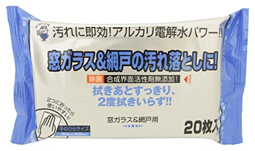 服部製紙 掃除シート アルカリ電解水 合成界面活性剤 不使用 除菌 シートサイズ約18×30cm 窓ガラス & 網戸 用クリーナー ALP-5 20枚入