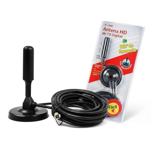 Antena Digital Tv Hd Interna 360° Sinal Forte Cabo 5m Oferta