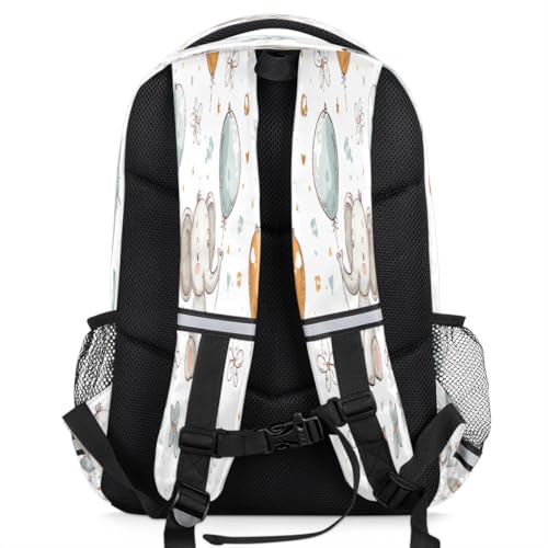 Hand Painted Elephant Balloon Flower Backpack with Chest Strap Reflective Lightweight Travel Hiking Backpack for Men Women Waterproof Daypack Back Pack for Commute Camping4