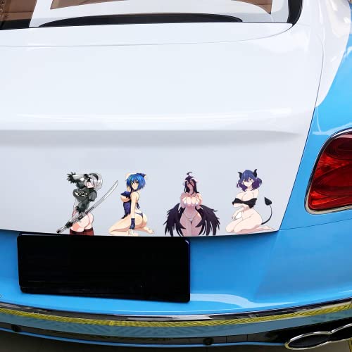 Higimono 5.1" 4Pcs For Xenovia And Albedo Sexy Anime Car Decals Fuel Tank Cap Trunk Lid Motorcycle Waterproof Car Decoration #TOP1