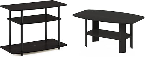 Furinno Turn-N-Tube Soporte de TV de 3 niveles (32") y mesa de centro