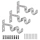 MOROBOR Gardinenstangenhalterung, doppelte Gardinenstangenhalterung, Wandhalterung, strapazierfähig, verstellbare Gardinenstangenhalter, Hardware für Fenster, Schlafzimmer, 3 Stück (Silber)