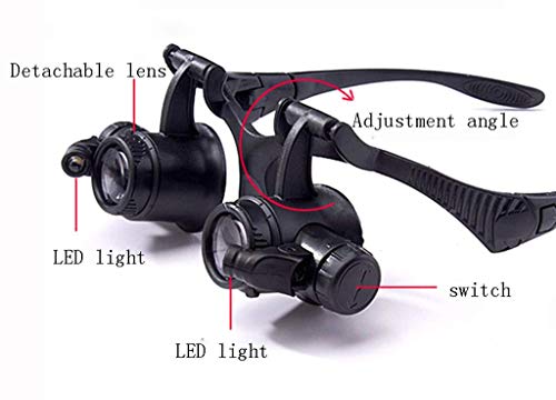Loupe de lecture bandeau réglable 2 led s 25x mains libres - 3