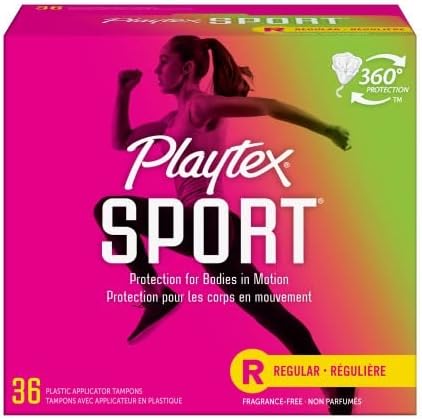 Playtex Sport wEwJc - Tampones con tecnología Flex-Fit, paquete múltiple regular y super, sin perfume, 36 unidades (paquete de 3)