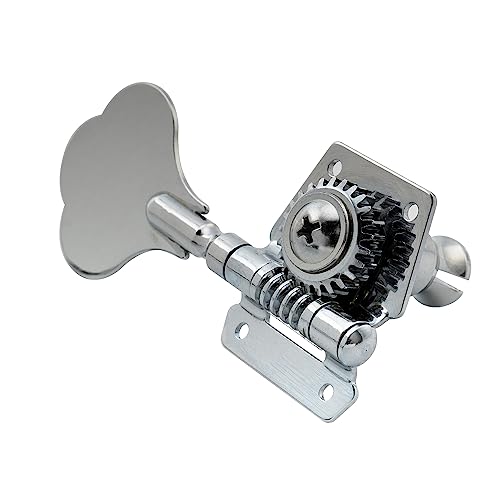 Image of Musiclily Basic 4-in-line 24:1 Ratio Open Gear Machine Heads Tuners Tuning Pegs Keys with Clover Button for Electric Bass, Chrome
