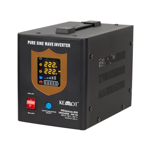 Notstromversorgung KEMOT PROsinus-800URZ3405B Wechselrichter Reiner Sinus Ladefunktion 12V 230V 800VA/500W, schwarz