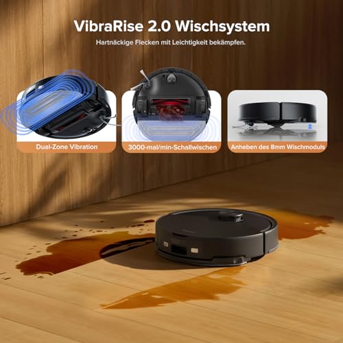 roborock Q10 S5+ Saugroboter mit Wischfunktion, 10.000 Pa HyperForce Saugkraft, Dual Anti-Tangle System, Auto Lifting Mopping, Ideal für Tierhaare, Teppiche, Hartböden (Schwarz) – Bild 6