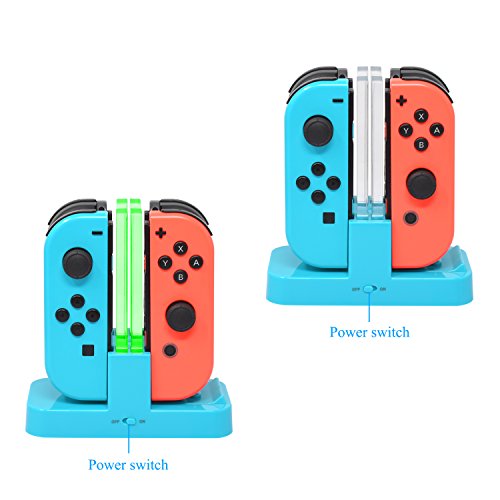 Image of FastSnail Controller Charger for Nintendo Switch & OLED Model for Joycon, Charging Dock Station for Joy con and Pro Controller with Charger Indicator & Type C Cable for Joycon 1 Controller Blue