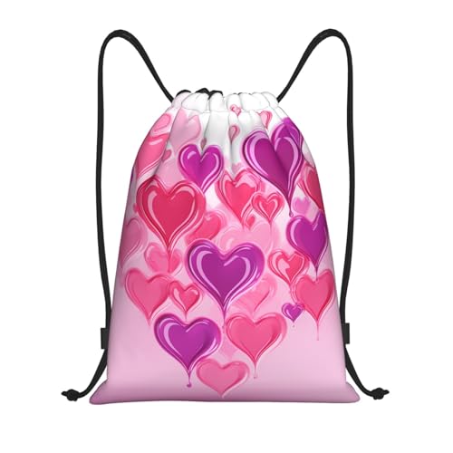 QSMJKLD Mochila Love Shape com cordão, impermeável, esportiva, justa, para academia, para mulheres e homens, Preto, P