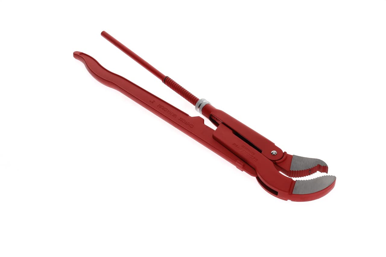 GEDORE red Clé serre-tubes coudée à 45°, Largeur 103 mm/3 pouce, suédoise, mâchoires en S, résistante, denture inversée, R27140030