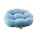 JLWM Coussin De Chaise Couleur Unie Lin De Coton, Coussins De Chaises épais Galette De Chaise avec des Liens pour Chaise De Salle à Manger Tabouret Tatami Sol Rond-bleu-diamètre-40cm