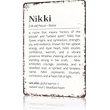 FANPOK Funny Vintage Metal Sign Nikki Name Meaning Poster Wall Art for Home Living Room Office Bar Decor 8X12inch