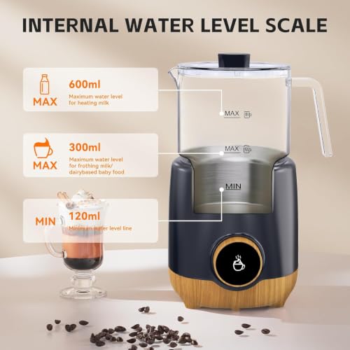 Image of 8 in 1 Milk Frother and Steamer, 20 oz Large Capacity, 550 Watts, Fast Froth Whip Creamy, Automatic Warm and Cold Foam Frother for Coffee, Latte, Macchiato, Cappuccino, Hot Chocolate
