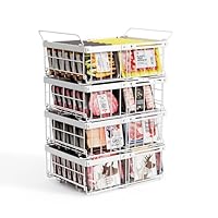 Elayu 4 Pezzi organizer per congelatore,organizzare freezer pozzetto,cestini per congelatore,cestello portaoggetti per frigorifero,Impilabile，Lunghezza regolabile 29-46CM，Bianco