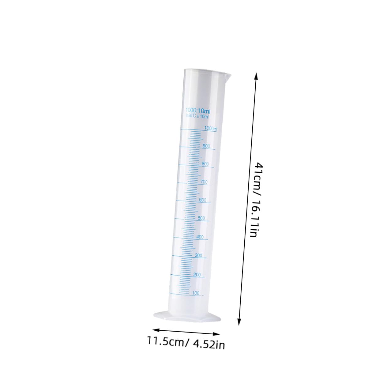Beavorty Messzylinder aus Kunststoff, transparent, 5 Stück, für Labor, 50 ml, 100 ml, 250 ml, 500 ml, 1000 ml, stabile Basis, beständig gegen Chemikalien