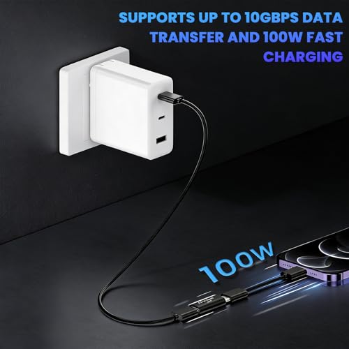 Image of Verilux 2Pack Type-C 3.1 Female to Female Adapter, PD 100W Fast Charging & 10Gbps Data Transfer USB to Type C Connector Supports 8K@60Hz Video for Thunderbolt 4 /3, iPhone 17 /16 /15, Laptop