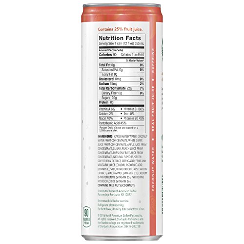 Starbucks, Refreshers With Cocounut Water, Peach Passion Fruit, 12 Fl Oz. Cans (12 Pack) (Packaging May Vary) #TOP2