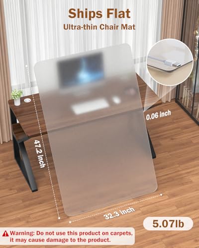 Image of Blvornl 2 Pack Frosted Clear Chair Mat for Hardwood Floor, 32.3 inch*47.2 inch Hard Material Office Chair Mat, Memory Plastic Computer Chair Pad for Rolling Chairs, Desk Floor Rug for Office and Home