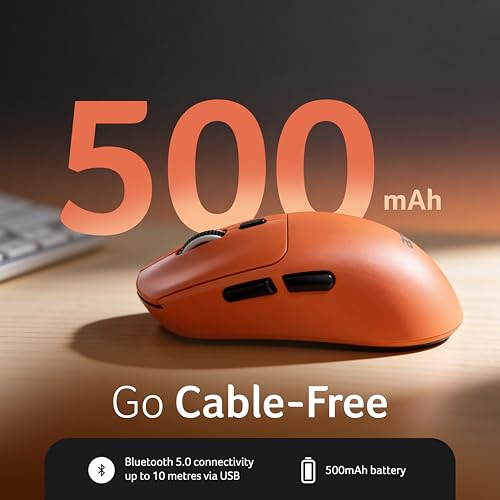 Image of Acer PopGo Wireless Mouse | 2.4G + BT5.4 Dual Mode | 500mAh Rechargeable Battery | Adjustable DPI up to 6400 | Silent Click | 6 Buttons+Scroll Wheel | 10m Range | Windows & Mac Compatible - Orange