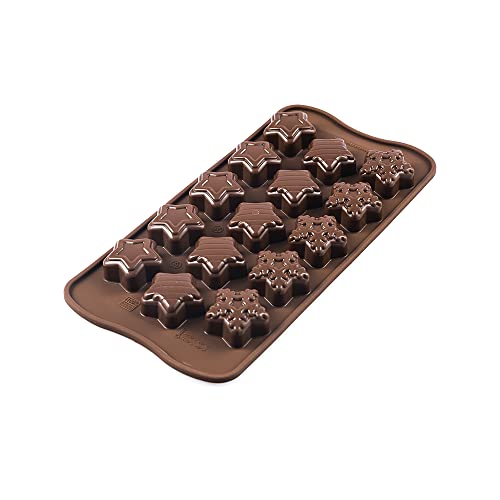 silikomart Moule à chocolats en Silicone Winter Stars scg 45 – de la ligne Easy Choc de SILIKOMART 22.145.77.0065, Marron