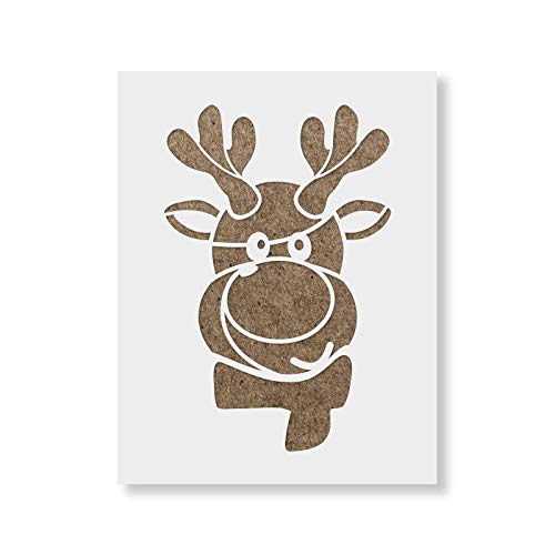 Reindeer Face Stencil - Craft Supplies, Christmas Stencil for Painting, Easy Christmas Craft, Merry Stencils