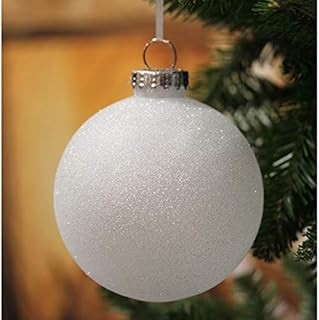 Sleetly White Christmas Ball Ornaments 2023 for Farmhouse Glitter Tree Decorations, Extra Large Shatterproof Christmas Snow Balls with Ribbon Hangers, 4.72 Inch