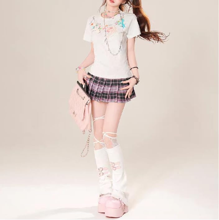 Y2k Pleated Skirts for Women Trendy 2025 Preppy Skirt Mini Gingham Streetwear Summer Coquette Clothes4