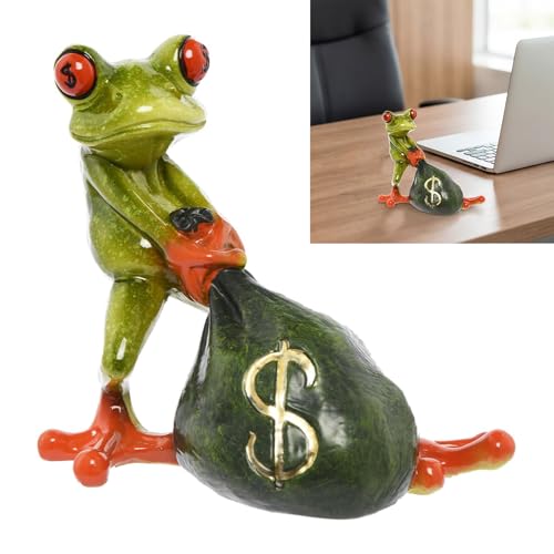 Statue de grenouille décorative en résine pour étagère et table de nuit