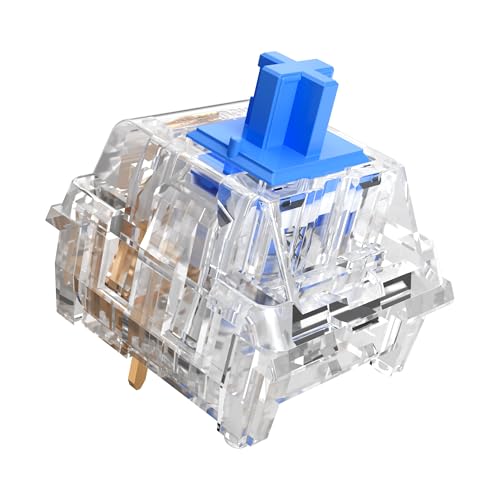 Zhouwang 105Pcs Crystal Blue Switches, 3Pcs Kailh Box Switches, Dustproof and Waterproof, Strong Tactile Feedback with Crisp Click Sound, Suitable for MX Gaming Mechanical Keyboards (108Pcs)